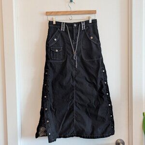 Y2K cotton cargo maxi skirt